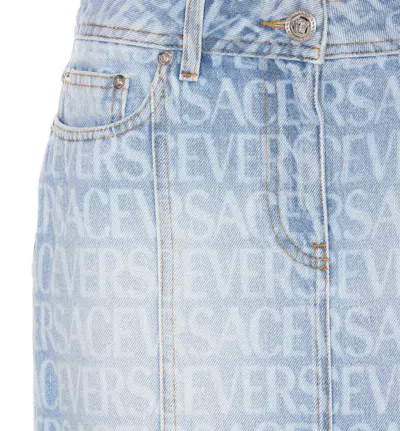 Shop Versace Skirts In Blue