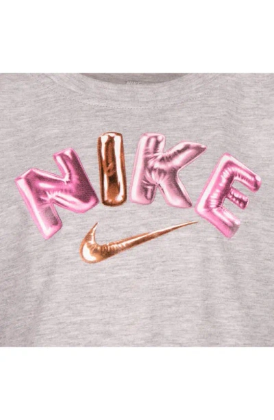 Shop Nike Kids' Swoosh Party T-shirt & Scrunchie Set In Light Smoke Grey Heather