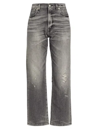 Shop R13 Women's Distressed Straight-leg Boyfriend Jeans In Vintage Grey