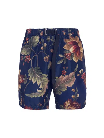 Shop White Sand Men's Floral Swim Shorts In Navy Red