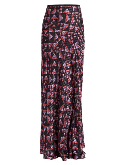 Shop Isabel Marant Women's Katae Silk-blend Maxi Skirt In Black Multi