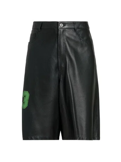 Shop Off-white Men's Natlover Leather Mesh Basketball Shorts In Black Willow
