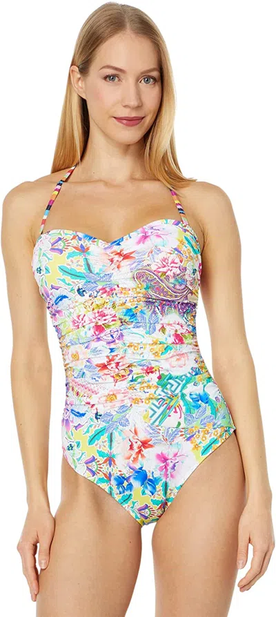 Shop Johnny Was Women Ruched Sweetheart One-piece Multi Swimsuit In Multicolor