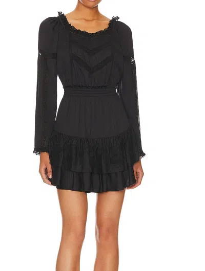 Shop Loveshackfancy Women Sanaya Ruffled Tiered Skirt Mini Dress In Black