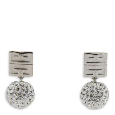 Shop Givenchy 4g Earrings In Metal With Crystals In Silver