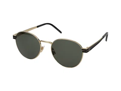 Shop Saint Laurent Sunglasses In Gold Gold Grey