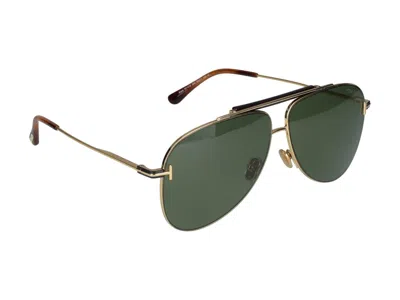 Shop Tom Ford Sunglasses In Gold Load Glossy/green