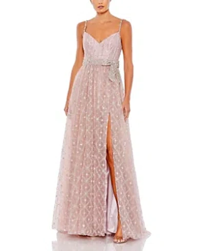 Shop Mac Duggal Rhinestone Embellished Sweetheart Neckline Gown In Rose