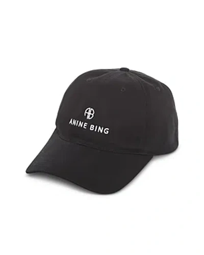 Shop Anine Bing Jeremy Twill Baseball Cap In Black