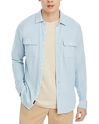 Shop Faherty Legend Textured Shirt In Ice Blue Twill