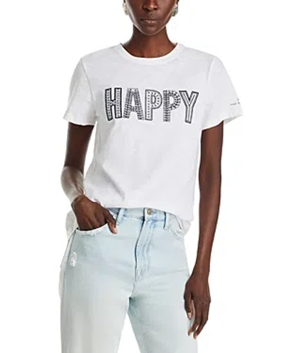 Shop Cinq À Sept Cinq A Sept Embroidered Happy Tee In White/navy