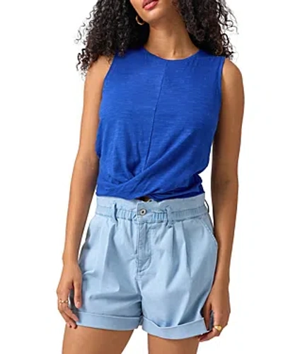 Sanctuary Twisted Cotton Blend Slub Jersey Tank In Ocean Blue
