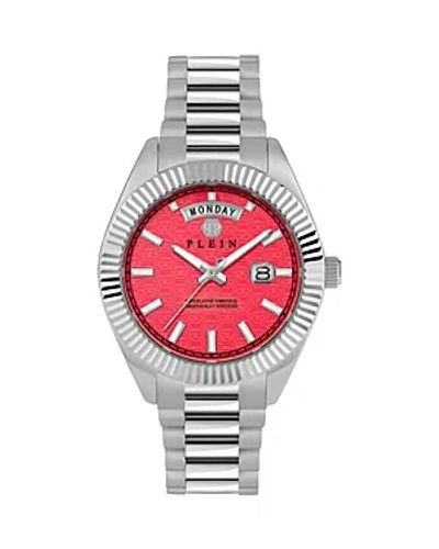 Shop Philipp Plein Date Superlative Watch, 42mm In Red/silver