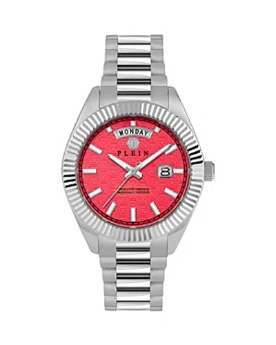 Philipp Plein Date Superlative Bracelet Watch In Red/silver