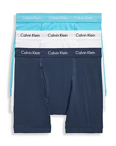 Shop Calvin Klein Cotton Stretch Moisture Wicking Boxer Briefs, Pack Of 3 In N35 White/