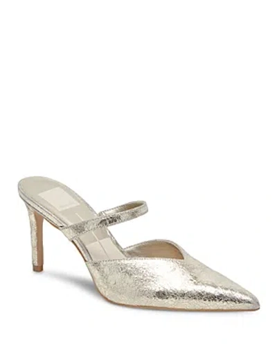 Shop Dolce Vita Women's Kanika Pointed Toe Embellished Slip On High Heel Pumps In Platinum Distressed Leather