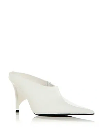 Shop Jeffrey Campbell Women's Vader Pointed Toe High Heel Mules In White Patent