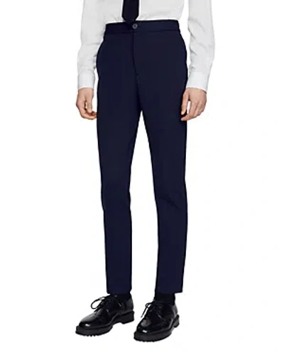 Shop Sandro Slim Fit Unstructured Suit Pants In Navy Blue