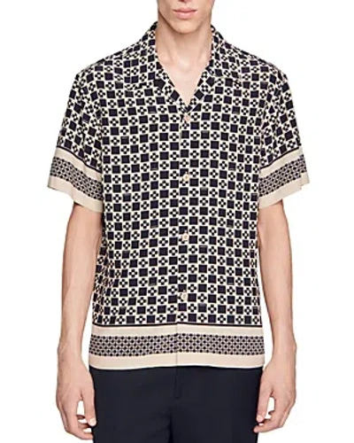 Shop Sandro Cross Short Sleeve Shirt In Off White
