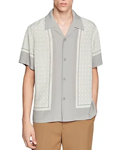 Shop Sandro Fence Short Sleeve Shirt In Ecru