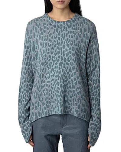 Shop Zadig & Voltaire Markus Leopard Print Cashmere Sweater In Nuage