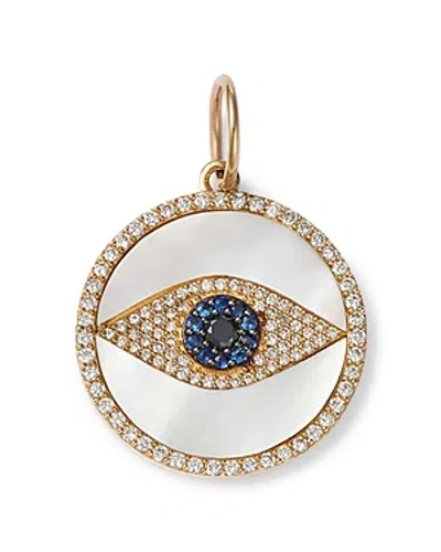 Shop Nina Gilin 14k Yellow Gold Eye Of Protection Diamond & Sapphire Pendant In Blue/gold