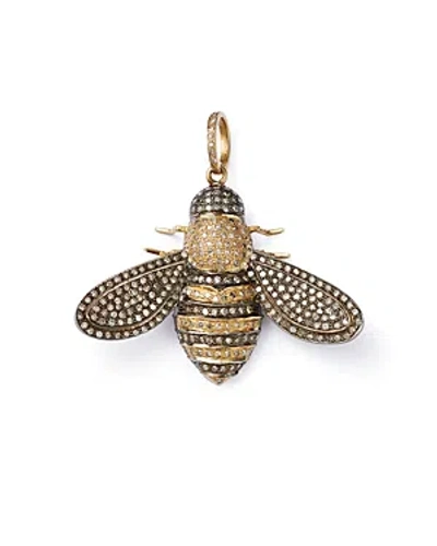 Shop Nina Gilin 14k Yellow Gold & Rhodium-plated Silver Diamond Pave Bumble Bee Pendant Necklace, 16-18l In Black/gold