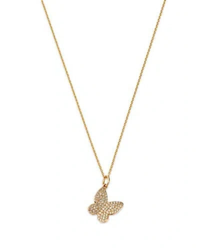 Shop Nina Gilin 14k Yellow Gold Diamond Pave Butterfly Pendant Necklace, 16-18