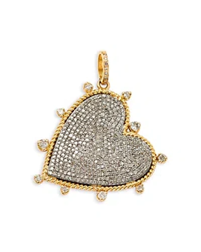 Shop Nina Gilin 14k Yellow Gold Diamond Heart Pendant Necklace, 16-18 In Silver/gold