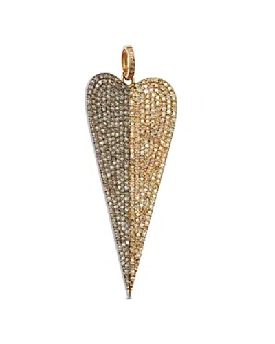 Shop Nina Gilin 14k Yellow Gold & Black Rhodium Diamond Heart Pendant In Black/gold