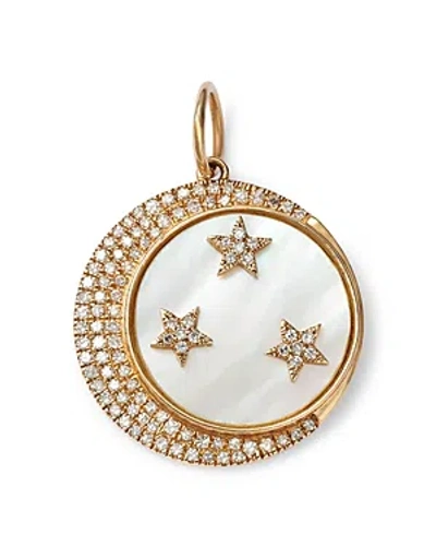 Shop Nina Gilin 14k Yellow Gold Night Sky Diamond & Mother Of Pearl Pendant In White/gold