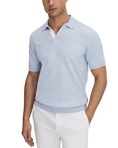 Shop Reiss Boston Slim Fit Open Collar Short Sleeve Polo Sweater In Soft Blue