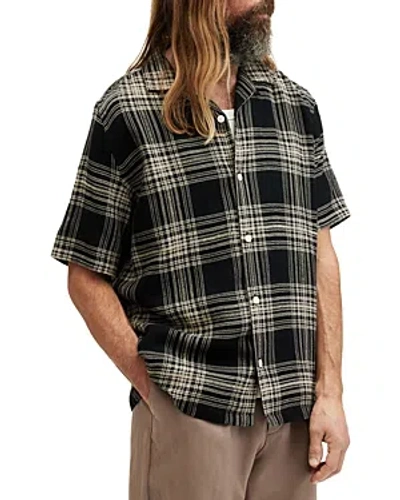 Shop Allsaints Padres Relaxed Fit Camp Shirt In Jet Black