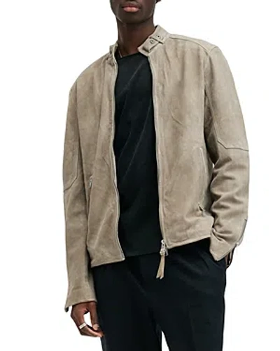 Shop Allsaints Cora Suede Jacket In Frosted Taupe