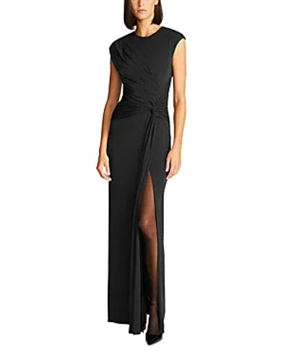 Shop Halston Giovanna Ruched Gown In Black