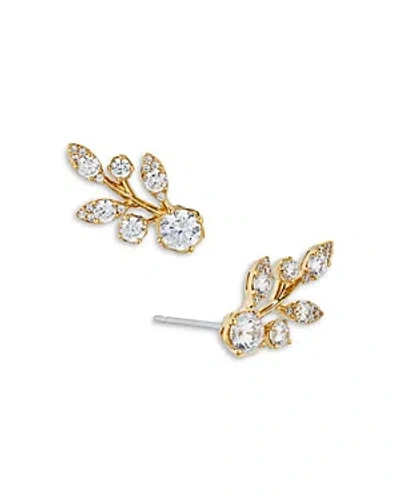 Shop Nadri Whimsy Vine Stud Earrings In Gold/crystal