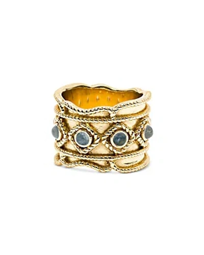 Shop Capucine De Wulf Victoria Labradorite Ring In Gold/blue Labradorite