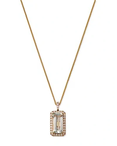 Bloomingdale's Prasiolite & Diamond Halo Pendant Necklace In 14k Yellow Gold, 18 In Gold