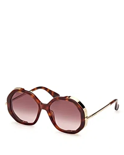 Shop Max Mara Liz Geometric Sunglasses, 55mm In Havana/brown