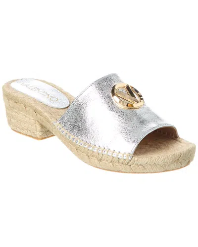 Shop Valentino By Mario Valentino Gina Leather Sandal In Silver