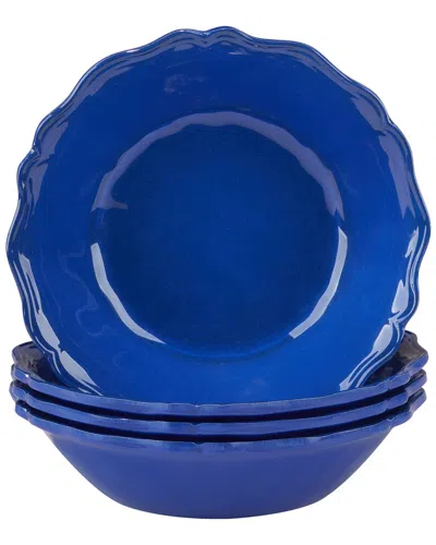 Certified International Blue Indigo Crackle Melamine Set Of 4 All Purpose Bowl In Blue