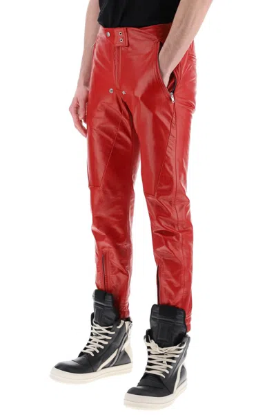 Shop Rick Owens Luxor Leather Pants For Men In Red