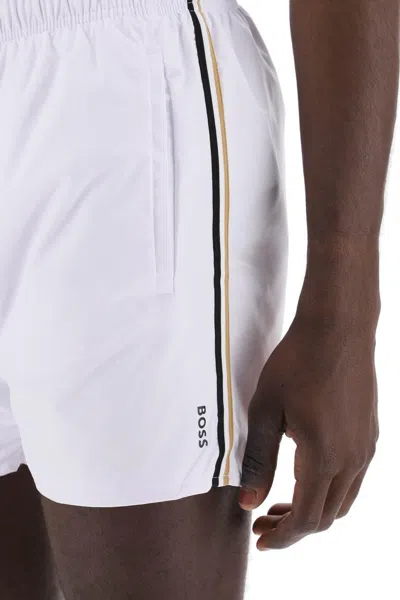 Shop Hugo Boss Boss "seaside Bermuda Shorts With Tr In White