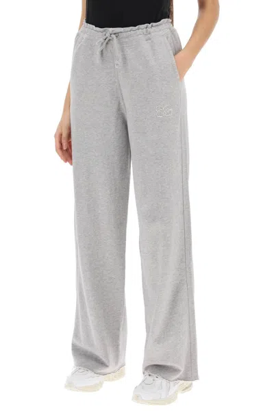 Shop Ganni Wide Leg Joggers In Grey