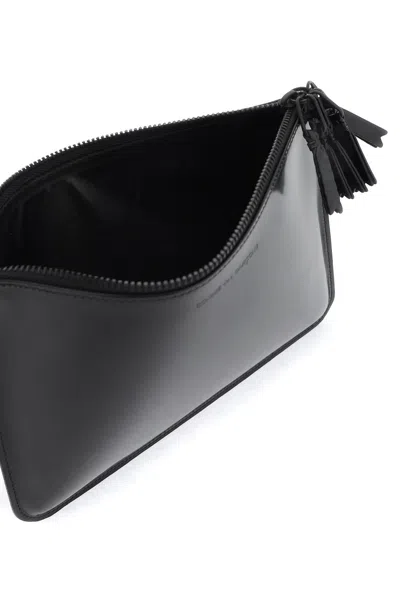 Shop Comme Des Garçons Comme Des Garcons Wallet Brushed Leather Multi Zip Pouch With In 黑色的