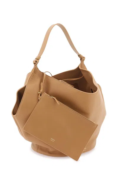 Shop Khaite Lotus Medium Bag In 棕色的