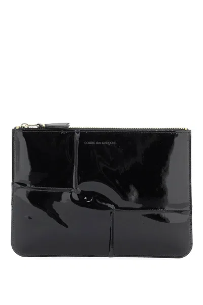 Comme Des Garçons Wallet  Zip Around Patent Leather Wallet With Zipper In 黑色的