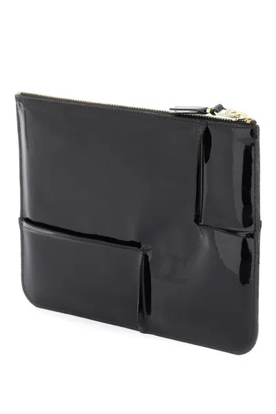 Comme Des Garçons Wallet  Zip Around Patent Leather Wallet With Zipper In 黑色的