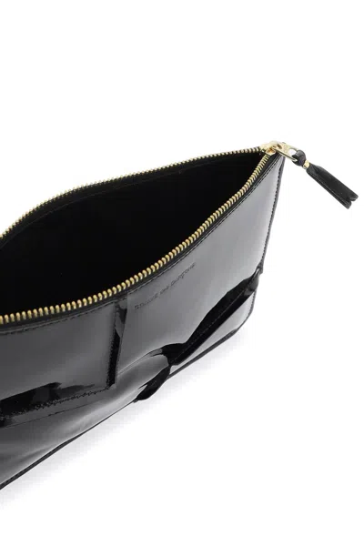 Comme Des Garçons Wallet  Zip Around Patent Leather Wallet With Zipper In 黑色的