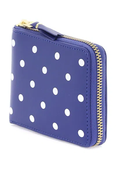 Shop Comme Des Garçons Comme Des Garcons Wallet Polka Dot Zip Around Wallet With In 蓝色的